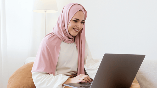 Happy person on laptop