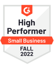 G2 High Performer Badge for the Non-Profit CRM Software category for Small Businesses