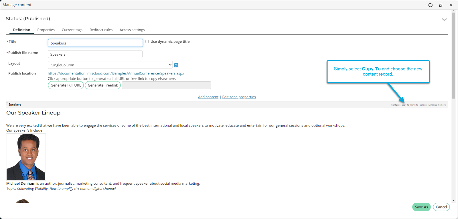 iMIS interface