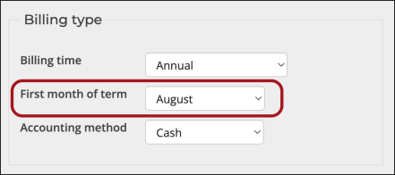 Overriding the default start month for annual billing cycles