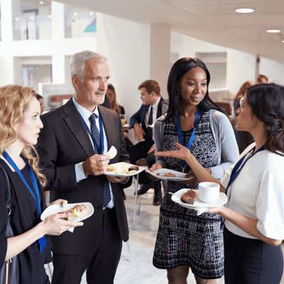 Professionals at a networking event.