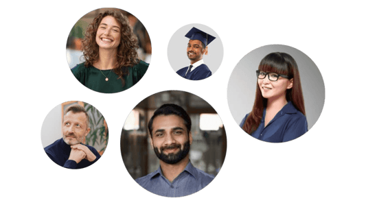 Stock images depicting various member personas.