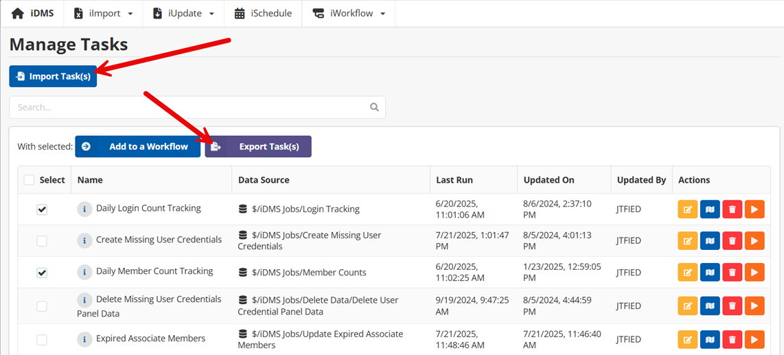 You can now export tasks from one iDMS instance and import them into another. This provides a streamlined way to replicate automations across environments, improving efficiency and consistency for your scheduled jobs. Even better, you can do multiple tasks in each export/import.