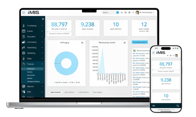 iMIS finance dashboard