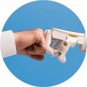 Human and robot fist bumping