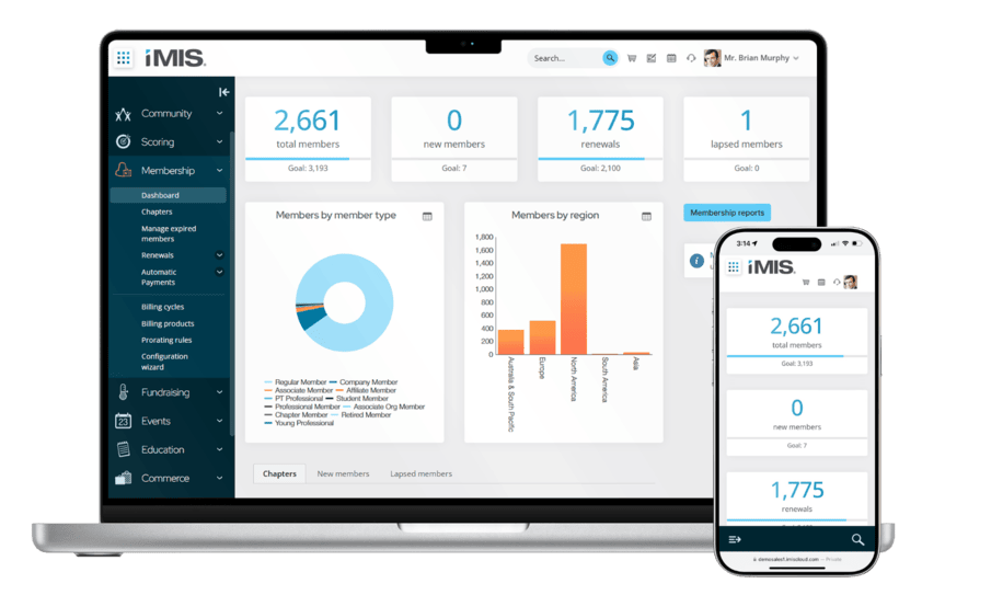 A mockup of iMIS’s union software, which includes union member recruitment tools