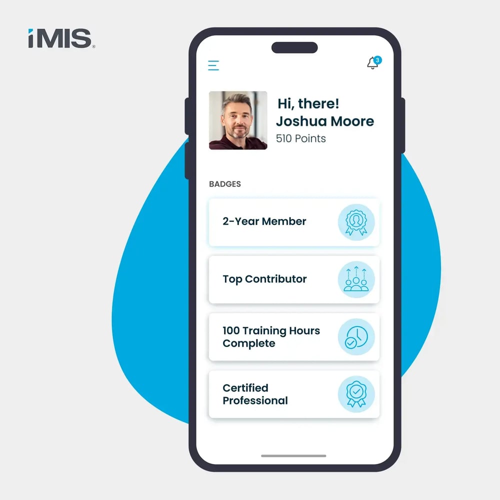 A mockup of a member profile that features engagement badges