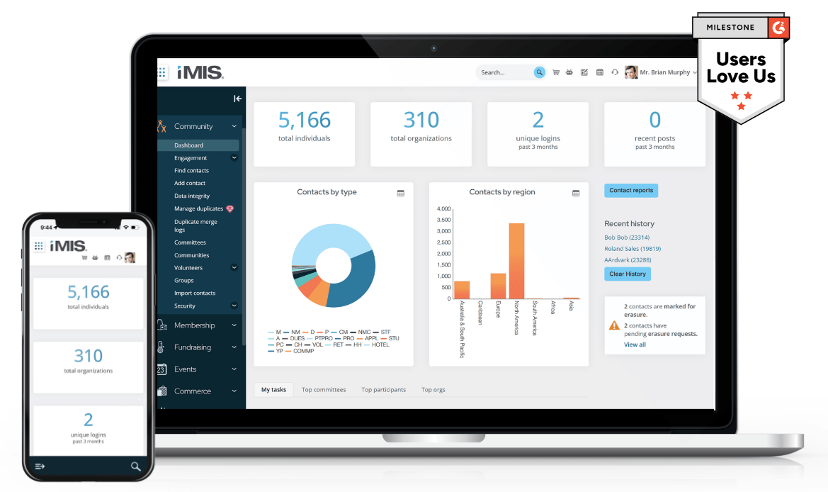 A mockup of iMIS’s member engagement tools.