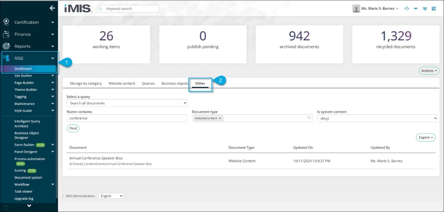 iMIS interface