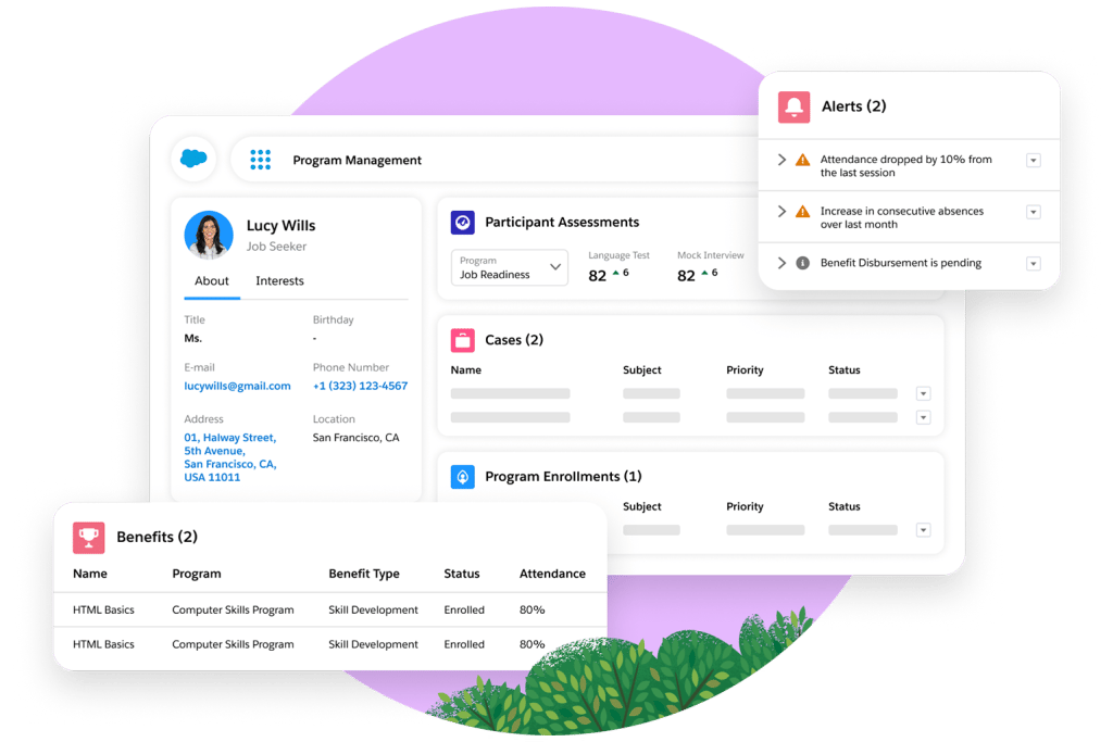 A mockup of Salesforce’s software