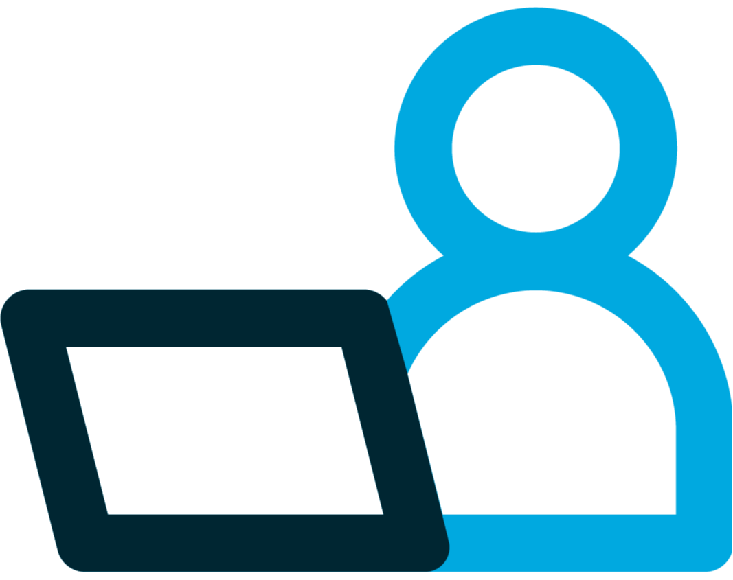 person on laptop icon